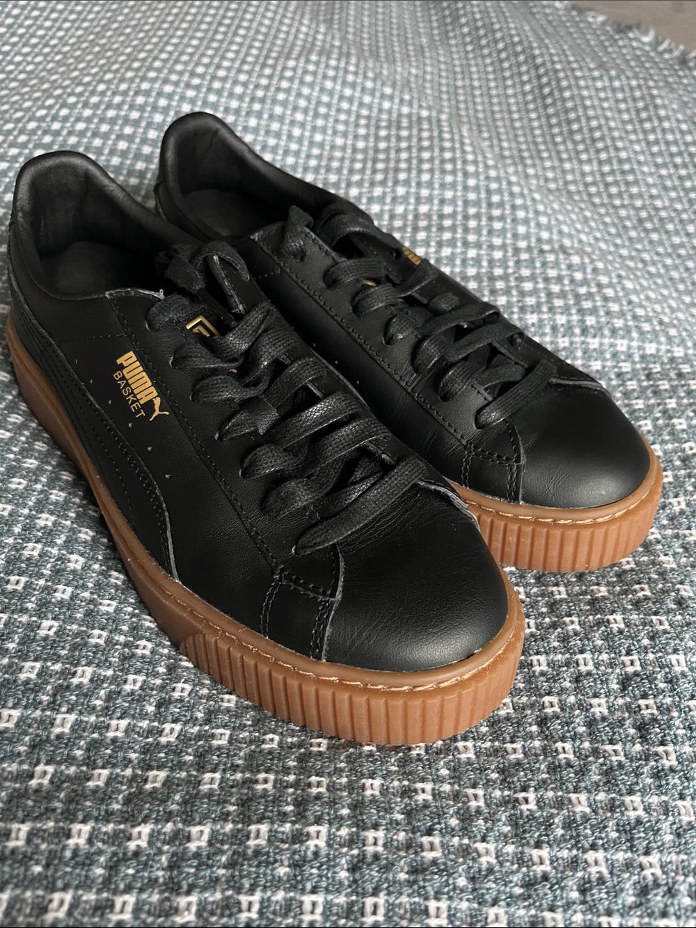 Puma Women’s Platform Sneaker in Black with Gum Sole